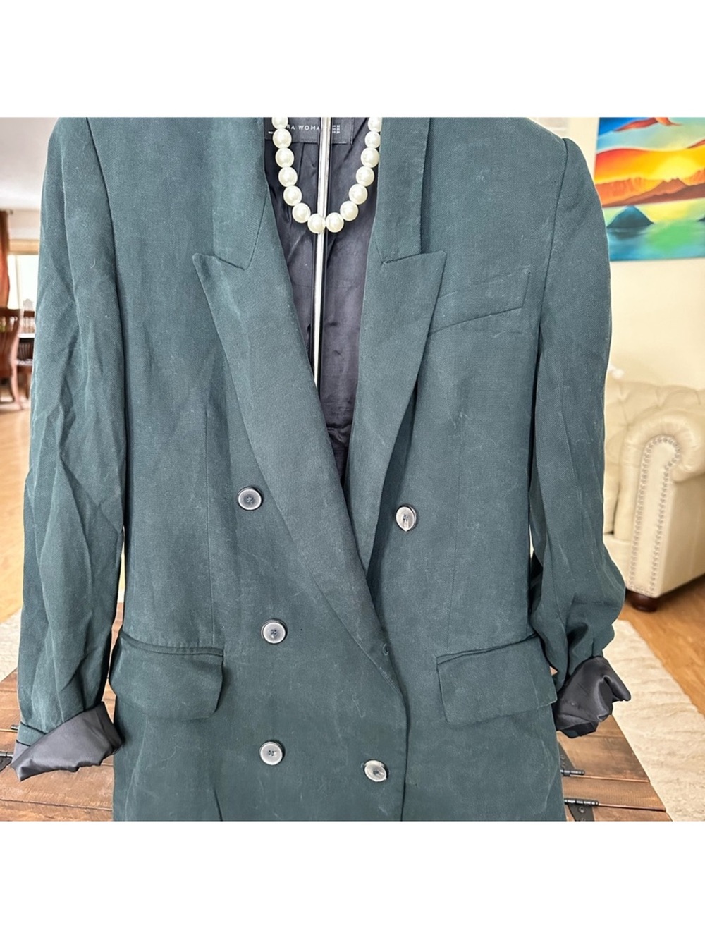 Zara Dark Green Double-Breasted Blazer 💙